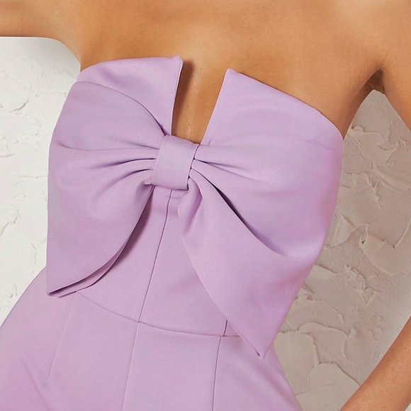 Lilac Elegant Womens Purple Big Bow Front Tube Romper - Picture 4 of 5